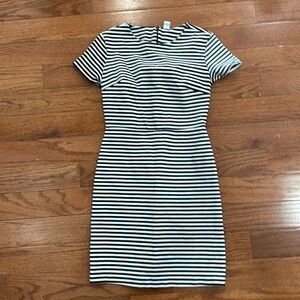 Black and white striped dress